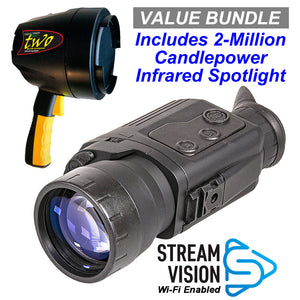 Pulsar Digiforce 860RT Digital Wi-Fi Enabled Night Vision Scope / 2-Million Candlepower Infrared Spotlight Value Bundle